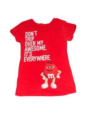 M&M's M&M World Girls Short Sleeve 'Red M&M' T-Shirt-Size 9/10-GUC